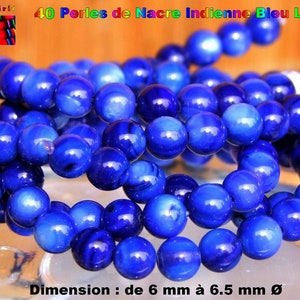 Round Indian Mother-of-Pearl Beads from 6 mm to 6.5 mm (&quot;0.23 to &quot;0.25) - Lapis Blue Mother-of-Pearl Spacer Beads - Beads for Jewelry Making