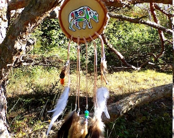 Acchiappasogni / Decorazione di oggetti / Tribale etnico / Sciamanesimo / Totem bear"mato" / Pittura artistica / Decorazione d'interni fatta a mano