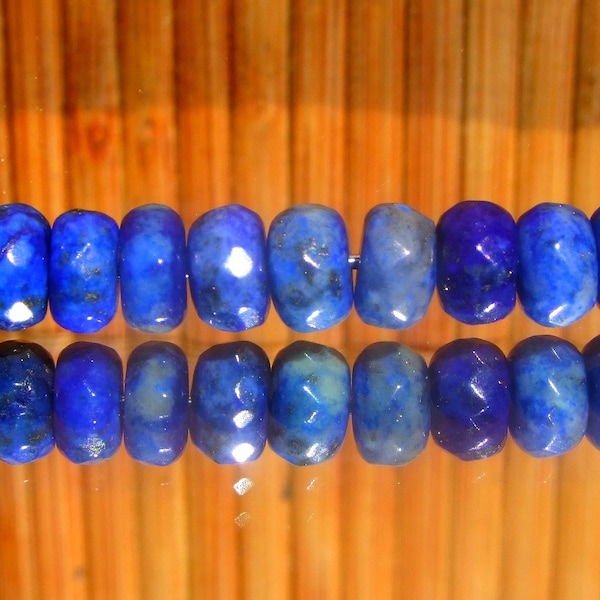 Perles Roues Rondelles Abaques Facettées de 8 mm x 5 mm en Lapis Lazuli Naturel Grade A - Origine Egypte - Trou de perçage 0.8 mm