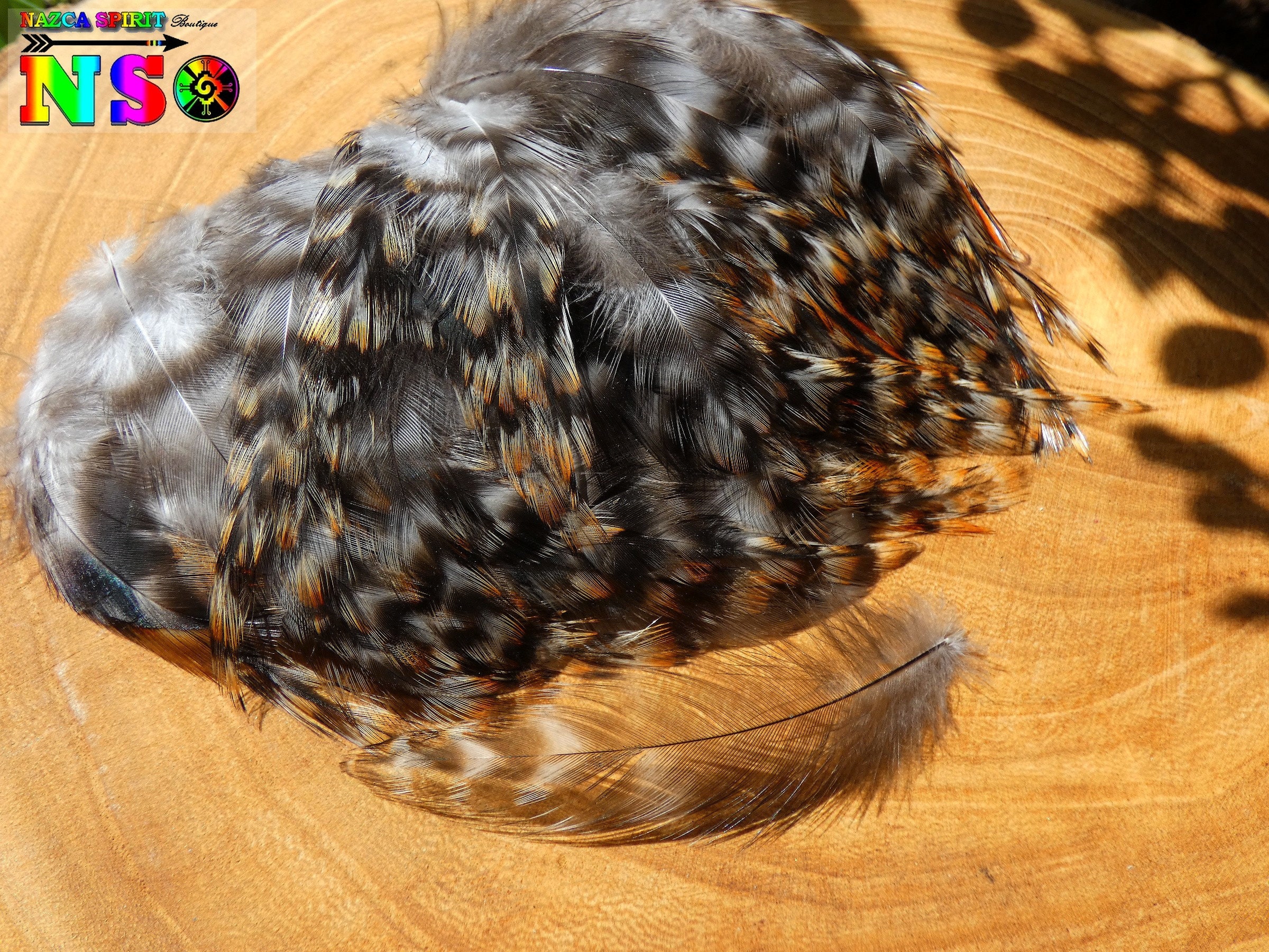 Grizzly Rooster Feathers 7 Cm to 12 Cm 2.75 to 4.72 Copper Gray Black and  White Feathers Zebra Pattern Feathers for Jewelry Making 