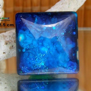 Glass Cabochon Square Effect Loupe of 25 mm Artisanal Coloring