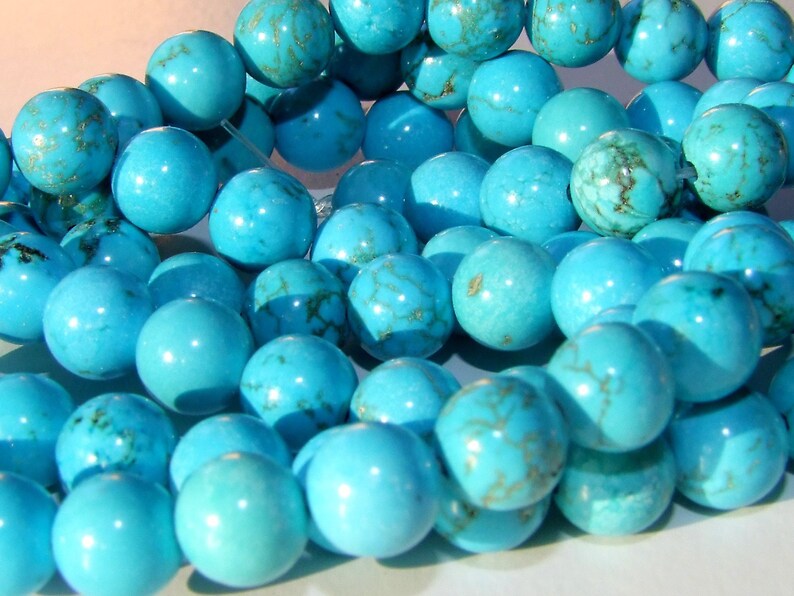 Perles Rondes de 8mm de diamètre en Turquoise Naturelle Turquoises Origine Ithaca Pike Nord Arizona image 4