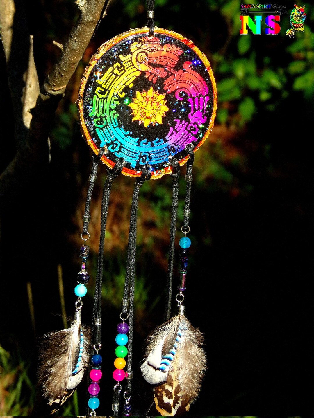 Great Dreamcatcher Artisanal God Aztec Quetzacoatl Feathered Snake  Multicolored - Workwood - Natural Feathers Turquoise and Jade - Etsy
