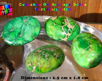 1 Cabochon Ovale de 2.5 cm - Jaspe Aquaterra - Pierre Fine de Jaspe Teinté Vert Chrysolite - Jaspe de Madagascar - Cabochon pour Création