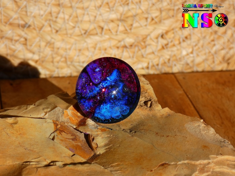 0.98 Artistic Creation Handmade - Cabochon Multicolored Iridescent for Creation Jewelry Cabochon Round in 2.5 cm Bombed Glass