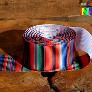 Ruban Gros Grains 2.5 cm de Large, Motifs Lignes Ethniques Pérou Multicolores, Création Bijoux Scrapbooking, Déco Loisir Créatifs