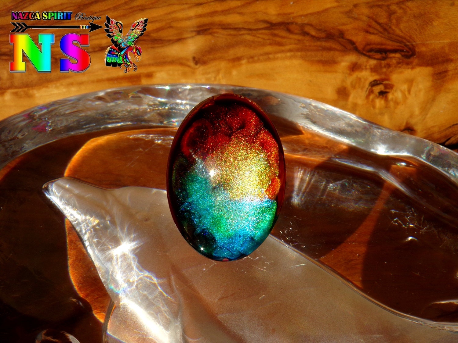 0.98  Artistic Creation Handmade - Cabochon Multicolored Iridescent for Creation Jewelry Cabochon Round in 2.5 cm Bombed Glass