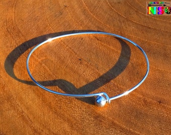 Fine Bangle Bracelet in Silver Plated Steel 6.5 cm in diameter - Unscrewable ball - Bracelet for Jewelry Creation - Wire of 1.3 mm diameter