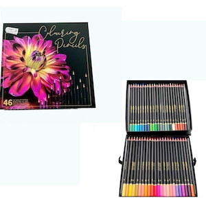 Caja grande de 46 lápices de colores de calidad artística - Fabricado en los Países Bajos de la UE - Caja con 2 dispensadores y cierre magnético