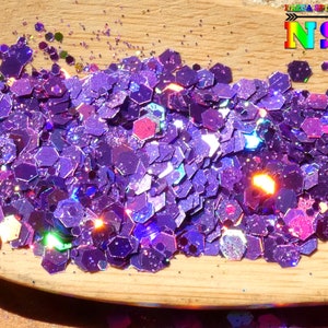 Chameleon Hexagonal Holographic Laser Sequins 5 gr (0.18 oz) bag, Iridescent Amethyst, For Resin Inclusion, Nail Art