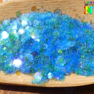 Iridescent Opalescent Hexagonal Glitter 5 gr (0.18 oz) bag, Iridescent Azure Blue, For Resin Inclusion, Nail Art