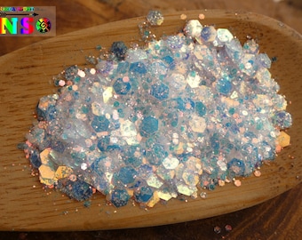 Hexagonal Chameleon Sequins Sachet 5 gr (0.18 oz), Angel Aura Sequins, Iridescent Opal Colors Resin Inclusion and Nail Art