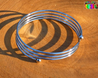 Bracelet 4 Rows Stainless Steel Silver 7 cm in diameter - Unscrewable ball - Bracelet for Jewelry Creation - Steel wire 1.5 mm diameter