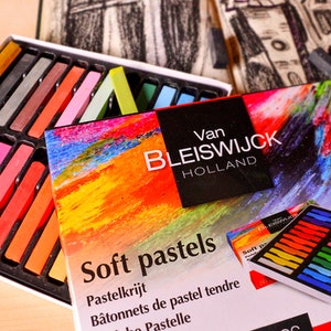 Coffret de 24 pastels qualité professionnelle - Pastels pour créations artistiques - Pastels pour le dessin d'art