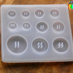 1 Rectangle Silicone Mold 8.5 cm wide, For Creation of Resin Sewing Buttons, 11 Button Sizes, Haberdashery Mold