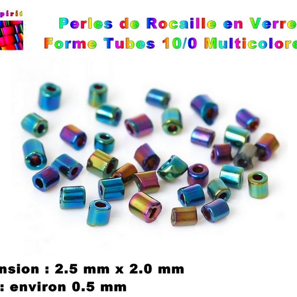 Perles de Rocaille Preciosa en Verre Tubes Multicolores 2.5 mm x 2 mm  pour tissage Tribal Ethnique