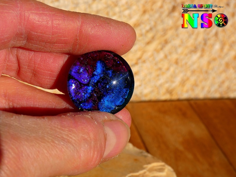 0.98 Artistic Creation Handmade - Cabochon Multicolored Iridescent for Creation Jewelry Cabochon Round in 2.5 cm Bombed Glass