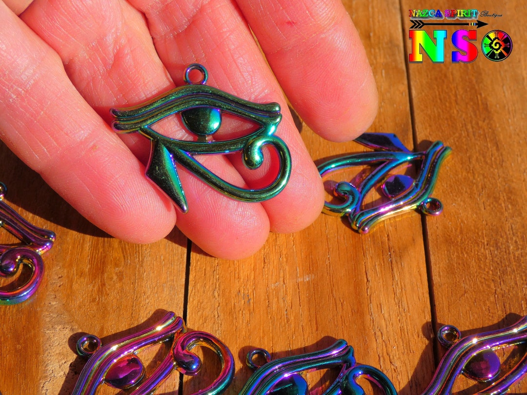 Rainbow Galvanized Brass Eye of Horus Pendant Ancient Etsy