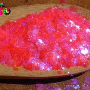 Iridescent Opalescent Hexagonal Glitter 5 gr (0.18 oz) bag, Iridescent Fluorescent Hot Pink, For Resin Inclusion, Nail Art