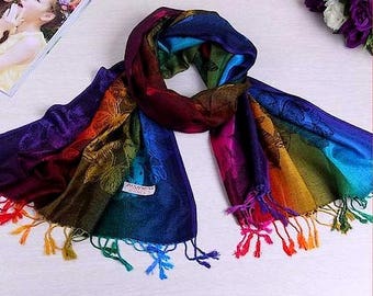 Etole-écharpe  Multicolore fibre style Pashmina / Dim :  L 175 cm x l 70 cm