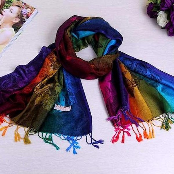 Etole-écharpe  Multicolore fibre style Pashmina / Dim :  L 175 cm x l 70 cm