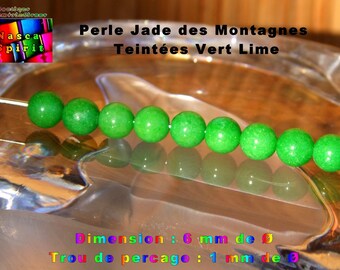 Round Pearls of 6mm ∅ / Mashan Jade / Mountain Jade / Fine Stone / Interlayer Pearls / Lime Green Color