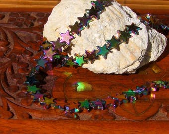 Large Star Beads in Rainbow Hematite Titanium AAA quality - Size 8 mm