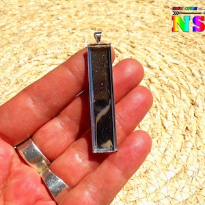 Large Rectangle Pendant Stand 5.6cm x 1.1cm Silver Plated Copper - Cabochon Stand 1cm x 5cm -Jewelry Making Stand