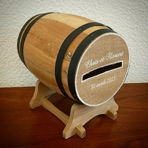 personalized wooden barrel urn piggy bank barique barrel image 1