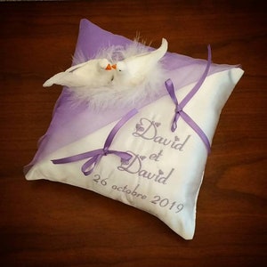 Cushion for wedding rings for a wedding with turquoise and white doves or other image 8