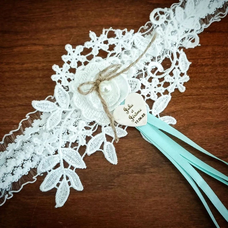 Blue and white boho lace garter image 2