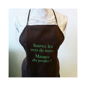 custom adult kitchen apron embroidered (text of your choice, various embroidery and apron colors)