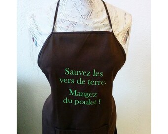 custom adult kitchen apron embroidered (text of your choice, various embroidery and apron colors)