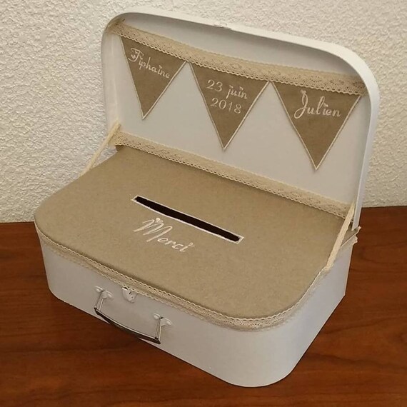 Tirelire / urne / Cagnotte pour mariage en forme de valise