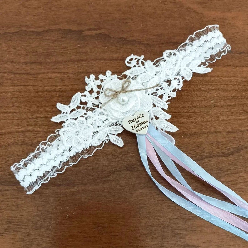 Blue and white boho lace garter image 3