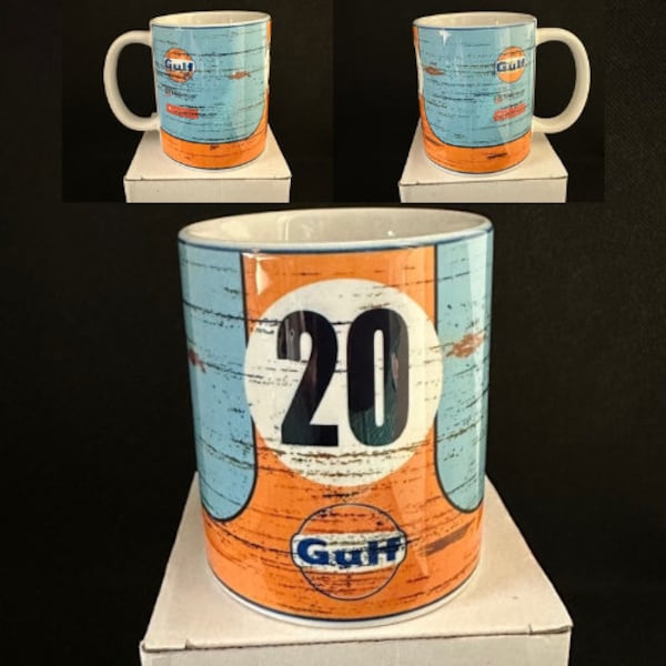 Gulf Racing Mug, 20 Gulf Racing G Motoring Ceramic Mug, Gulf Racing Le Mans Colors Mug, Car Lovers Drivers Coffee Mug Gift, F1 Racing Gifts