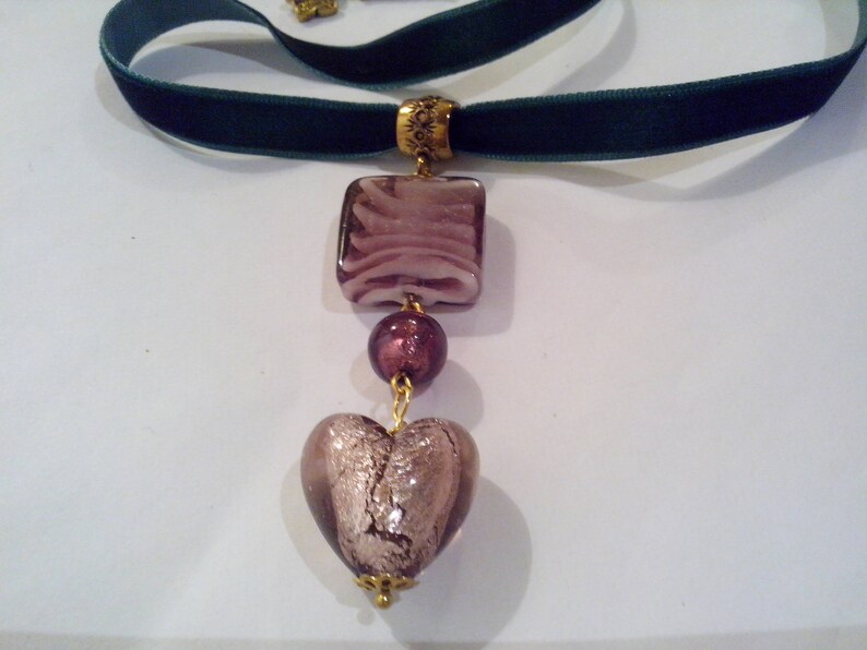 Valentine/'s Day neck collar Murano glass heart,choker velvet,Murano glass jewel,Venice glass necklace,St Valentine/'s gift