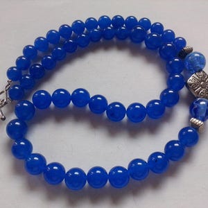 blue chalcedony necklace, elegant necklace, minimalist, chic necklace, women&#39;s gift idea, inexpensive gift