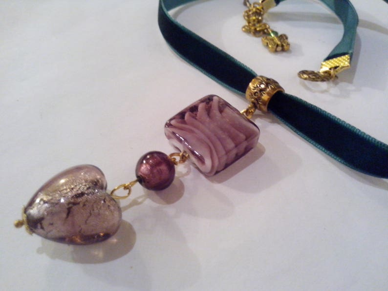 Valentine/'s Day neck collar Murano glass heart,choker velvet,Murano glass jewel,Venice glass necklace,St Valentine/'s gift