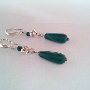 malachite collier,argent sterling,malachite earrings,green pearl jewelry set,natural gemstone,fine,nice gift for women,cadeau pour elle image 7