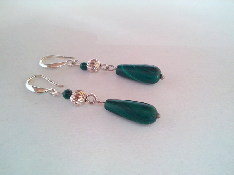 malachite collier,argent sterling,malachite earrings,green pearl jewelry set,natural gemstone,fine,nice gift for women,cadeau pour elle image 7