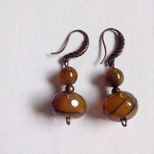dragon vein agate earrings,bronze,natural gemstone earrings,dangle earrings,boho chic,hippie,cheap gift