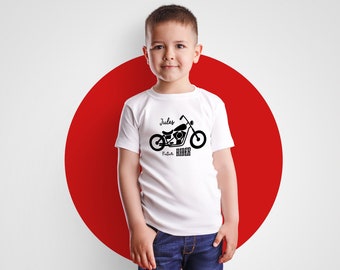 T-shirt prénom au choix futur RIDER, 100% coton, pour les futurs fan de moto