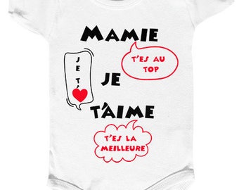 body bébé message à mamie "mamie je t'aime" bulles BD"