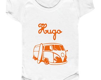 Body baby surfer "van surf" personalized with your child's first name.