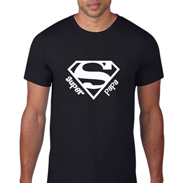 t-shirt homme "super papa"tee shirt noir, cadeau pour papa, papa est un super héros, t-shirt coton