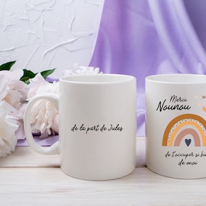 Nanny mug, personalized mug, end of school year gift, child&#39;s first name mug, Christmas party