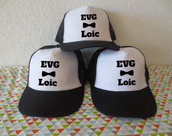 Casquettes EVG, enterrement de vie de garçon, Casquettes de couleur NOIR texte en noir, choix du texte Team ou EVG avec prénom