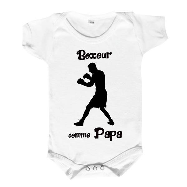 body bébé boxe " boxeur comme papa" bébé boxeur,bodysuit baby  sport, humour