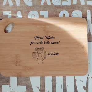 Tabla de cortar con decoración de bambú, idea de regalo para profesor, maestro, niñera o logopeda, ¡regalos de fin de año escolar!